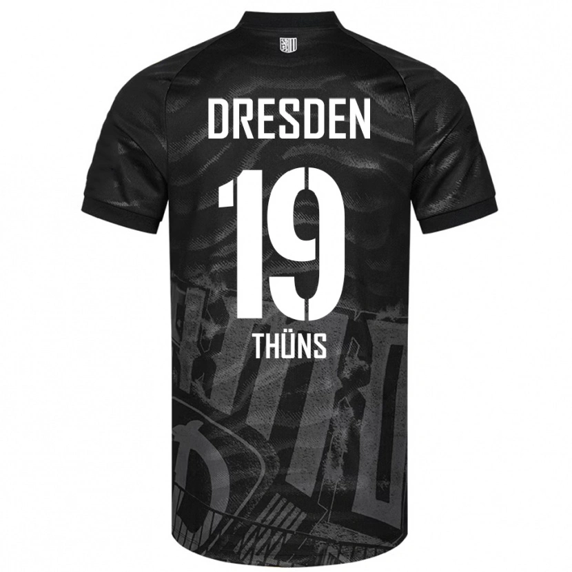 Danxen Kvinder Louis Thüns #19 Sort Grå Udebane Spillertrøjer 2025/26 Trøje T-Shirt