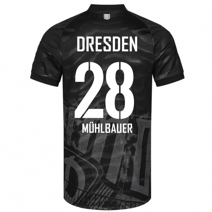 Danxen Kvinder Aron Mühlbauer #28 Sort Grå Udebane Spillertrøjer 2025/26 Trøje T-Shirt