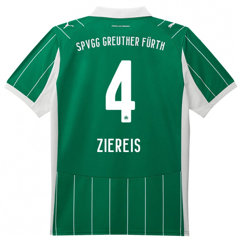 Danxen Kvinder Philipp Ziereis #4 Grøn Hvid Udebane Spillertrøjer 2025/26 Trøje T-Shirt