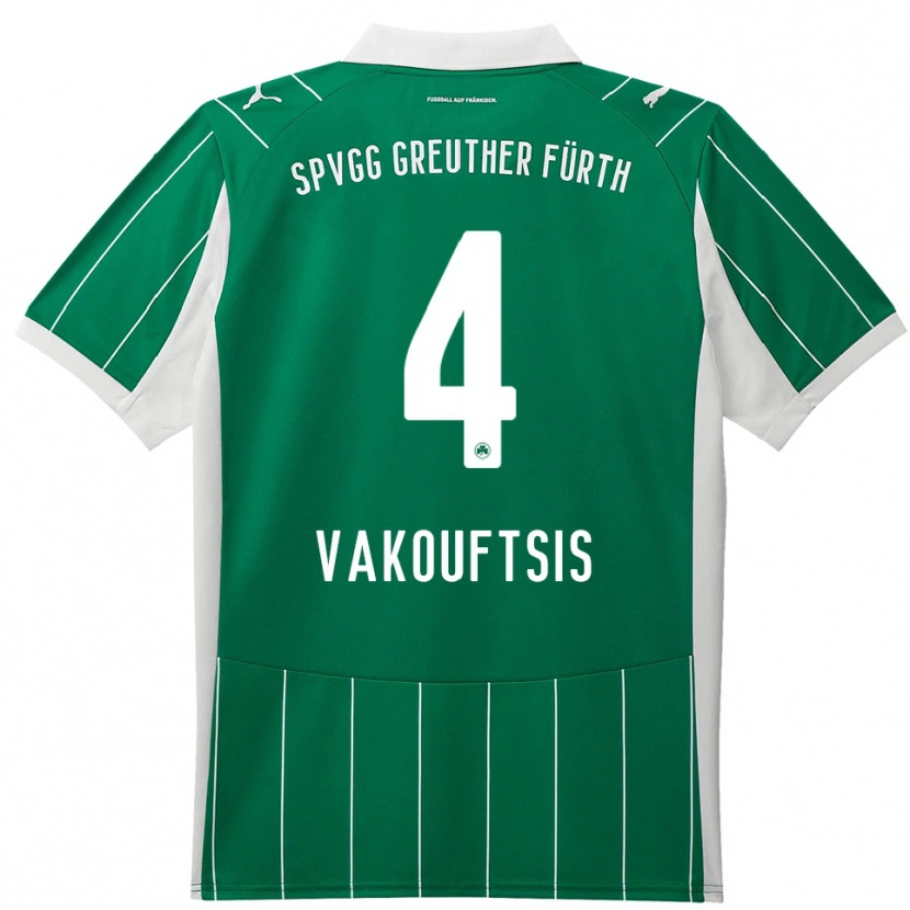 Danxen Kvinder Nikolaos Vakouftsis #4 Grøn Hvid Udebane Spillertrøjer 2025/26 Trøje T-Shirt