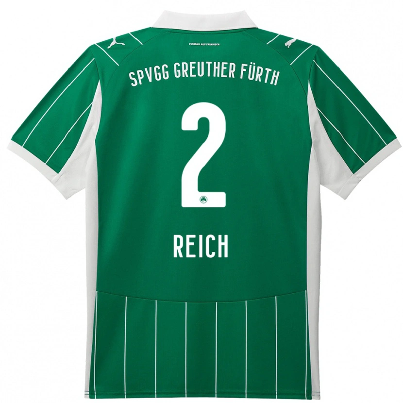 Danxen Kvinder Lukas Reich #2 Grøn Hvid Udebane Spillertrøjer 2025/26 Trøje T-Shirt