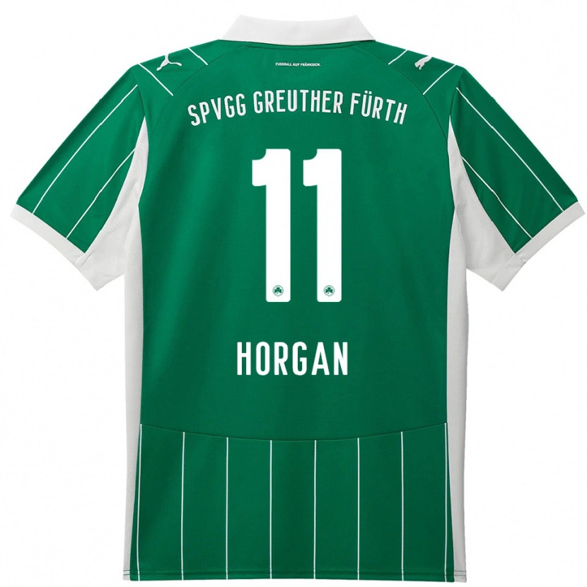 Danxen Kvinder Finn Horgan #11 Grøn Hvid Udebane Spillertrøjer 2025/26 Trøje T-Shirt