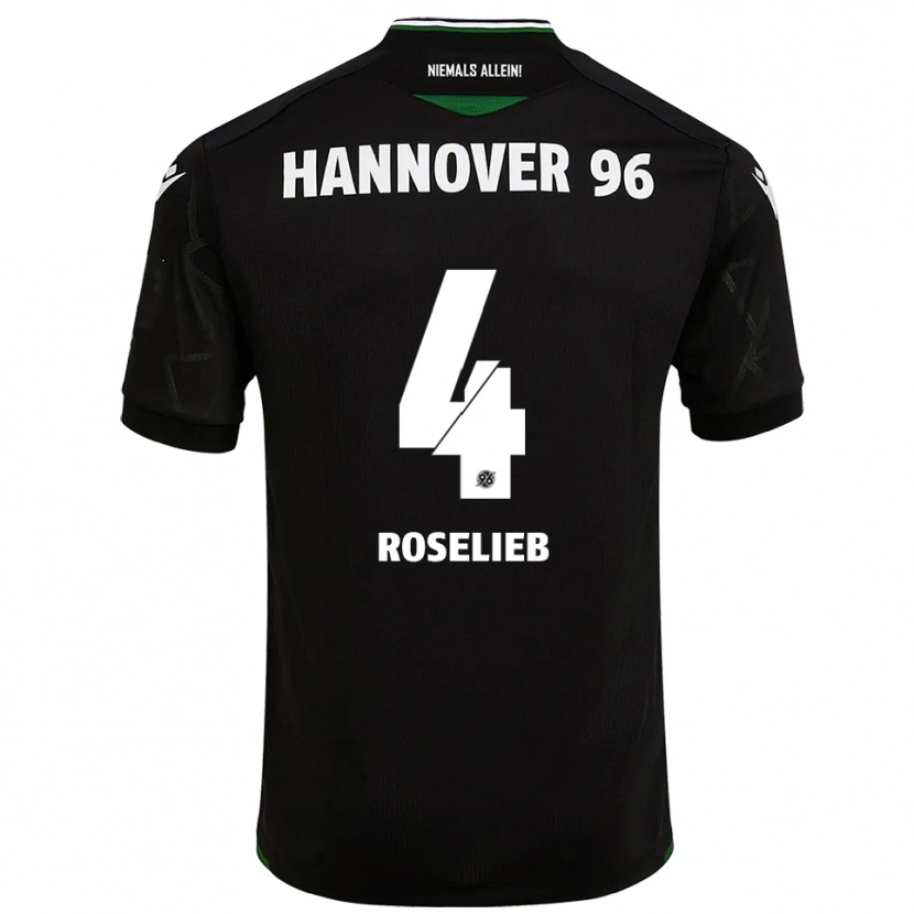 Danxen Kvinder Emil Roselieb #4 Sort Grøn Udebane Spillertrøjer 2025/26 Trøje T-Shirt