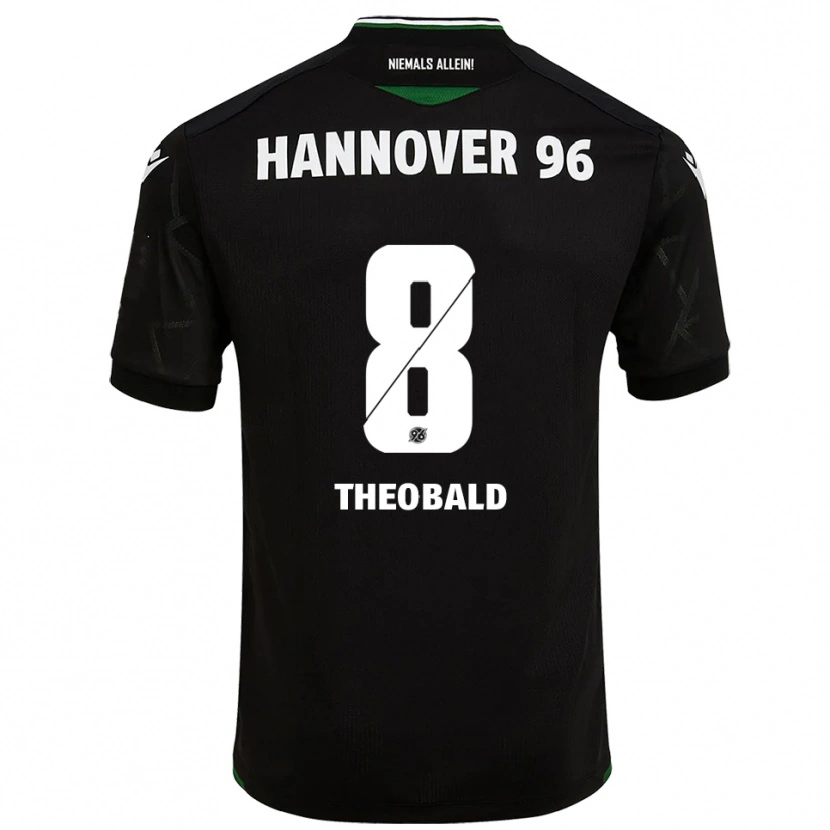 Danxen Kvinder Lara Theobald #8 Sort Grøn Udebane Spillertrøjer 2025/26 Trøje T-Shirt