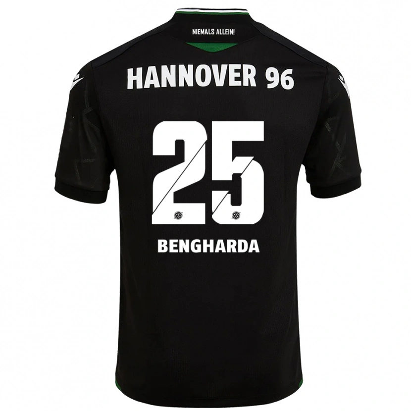 Danxen Kvinder Bilal Bengharda #25 Sort Grøn Udebane Spillertrøjer 2025/26 Trøje T-Shirt