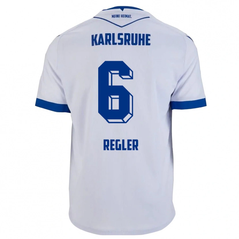 Danxen Kvinder Nick Regler #6 Hvid Blå Udebane Spillertrøjer 2025/26 Trøje T-Shirt