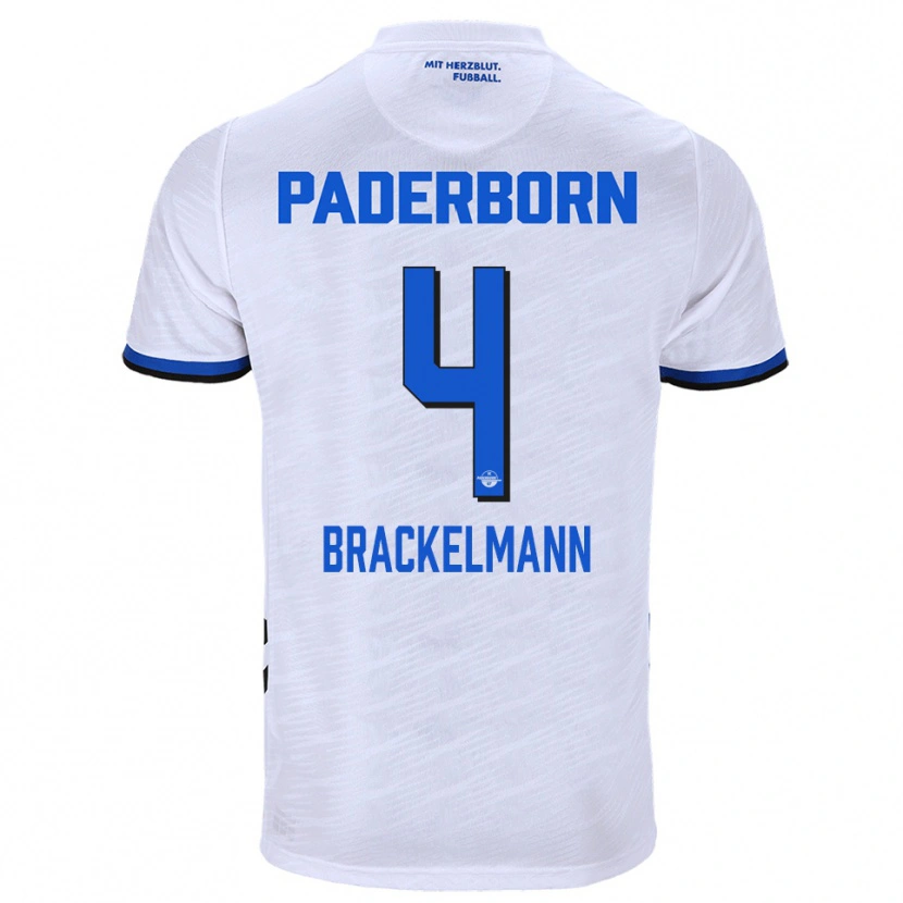 Danxen Kvinder Calvin Brackelmann #4 Hvid Blå Udebane Spillertrøjer 2025/26 Trøje T-Shirt