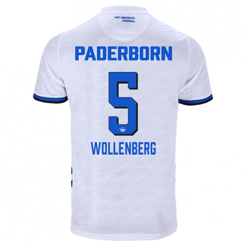 Danxen Kvinder Paul Wollenberg #5 Hvid Blå Udebane Spillertrøjer 2025/26 Trøje T-Shirt