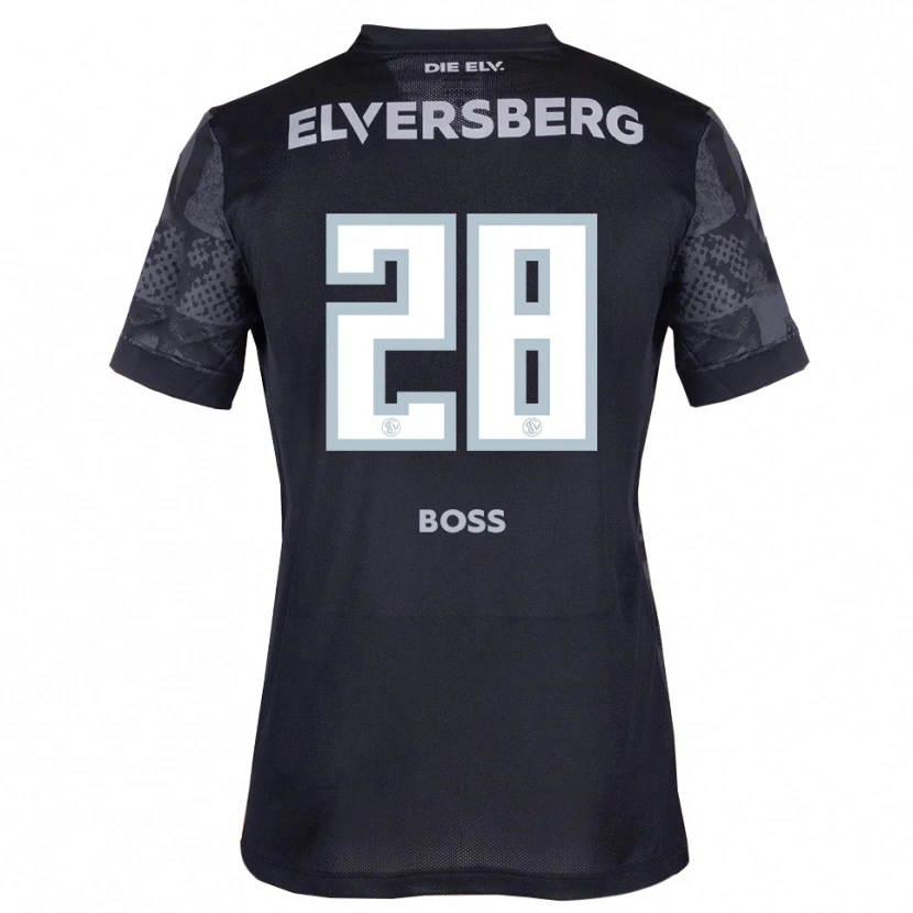 Danxen Kvinder Tim Boss #28 Sort Grå Udebane Spillertrøjer 2025/26 Trøje T-Shirt