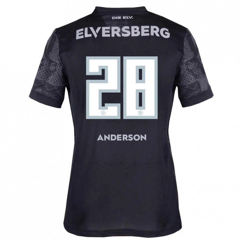 Danxen Kvinder Mira Anderson #28 Sort Grå Udebane Spillertrøjer 2025/26 Trøje T-Shirt