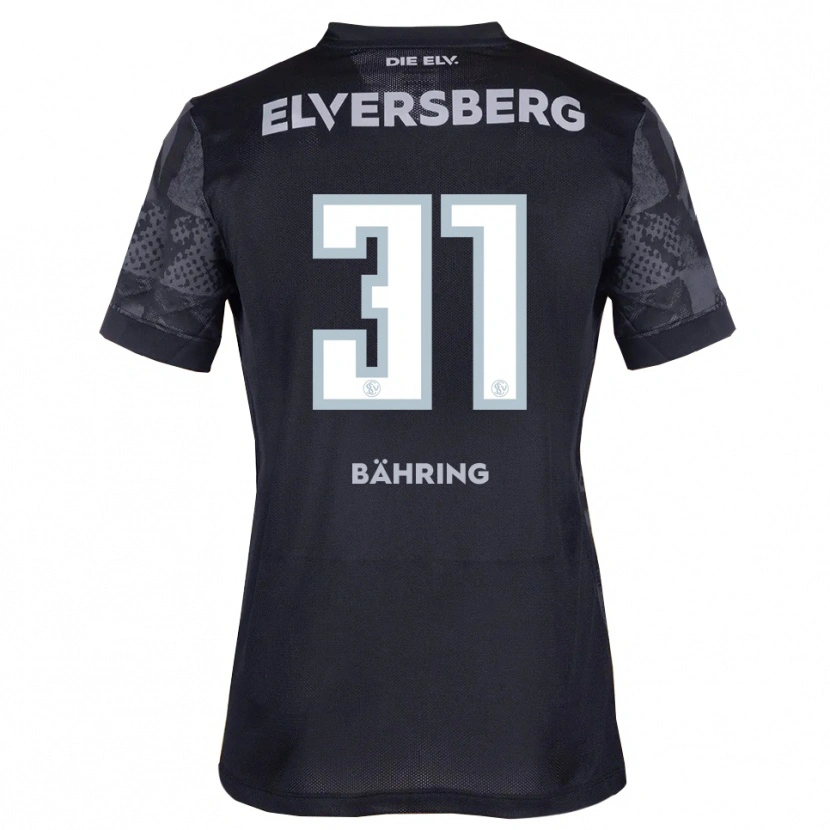Danxen Kvinder Fynn Bähring #31 Sort Grå Udebane Spillertrøjer 2025/26 Trøje T-Shirt