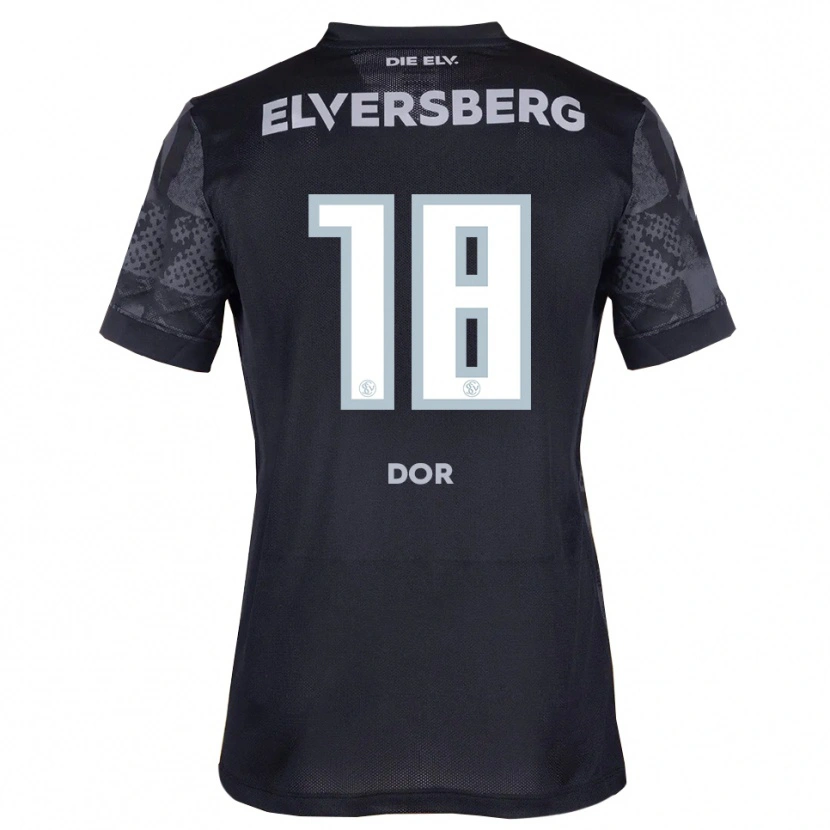 Danxen Kvinder Jibril Dor #18 Sort Grå Udebane Spillertrøjer 2025/26 Trøje T-Shirt