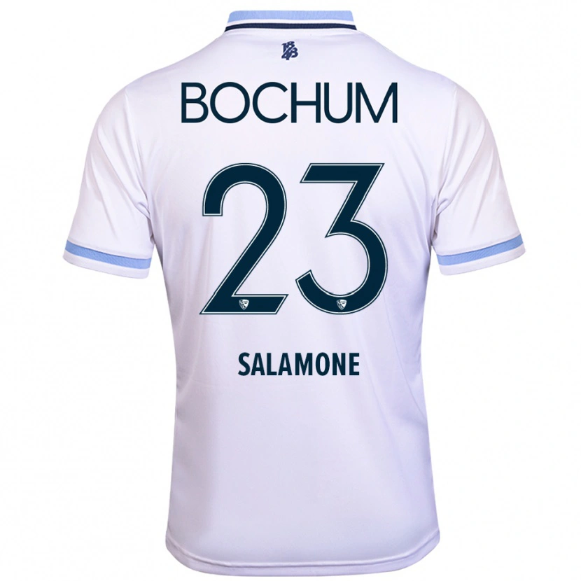 Danxen Kvinder Elia-Giona Salamone #23 Hvid Himmelblå Udebane Spillertrøjer 2025/26 Trøje T-Shirt