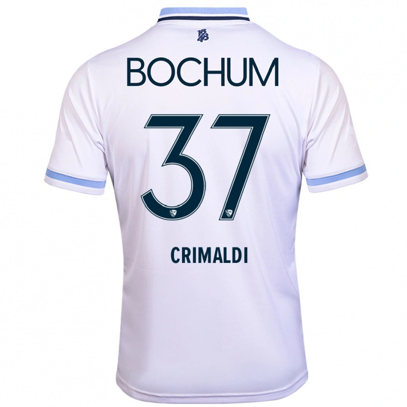 Danxen Kvinder Alessandro Crimaldi #37 Hvid Himmelblå Udebane Spillertrøjer 2025/26 Trøje T-Shirt