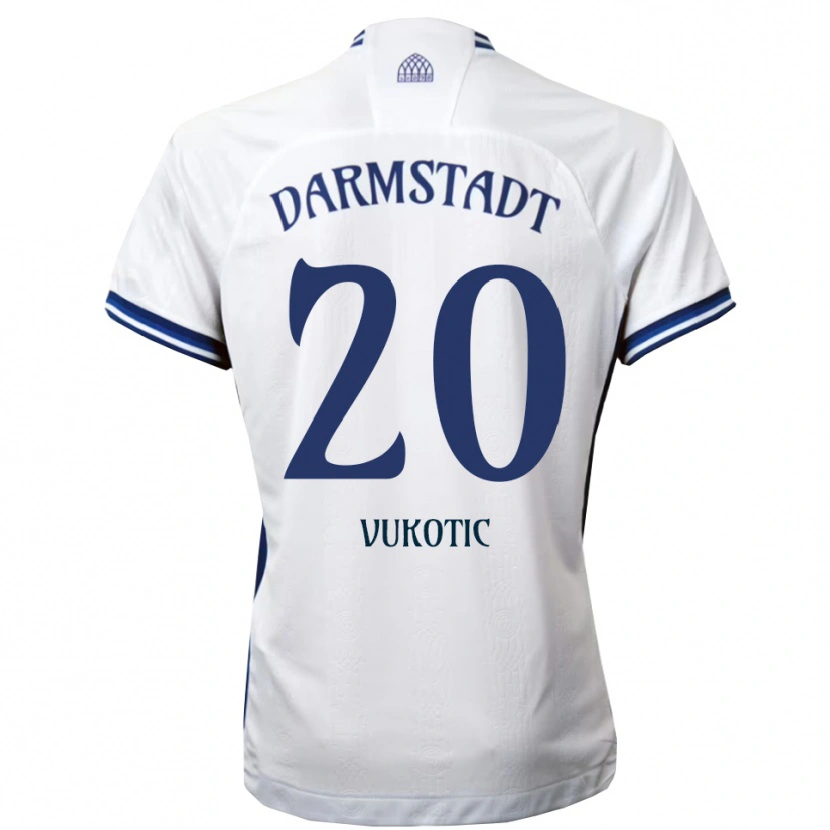 Danxen Kvinder Aleksandar Vukotic #20 Hvid Blå Udebane Spillertrøjer 2025/26 Trøje T-Shirt