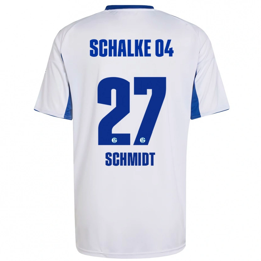 Danxen Kvinder Tim Schmidt #27 Hvid Blå Udebane Spillertrøjer 2025/26 Trøje T-Shirt
