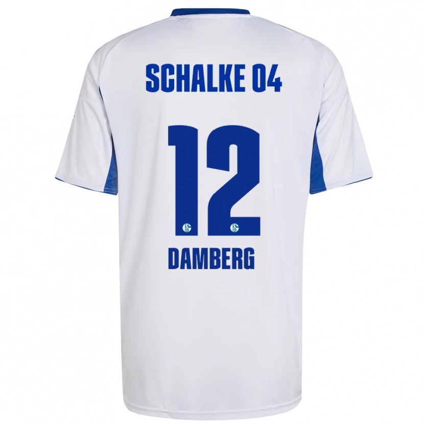 Danxen Kvinder Niclas Damberg #12 Hvid Blå Udebane Spillertrøjer 2025/26 Trøje T-Shirt