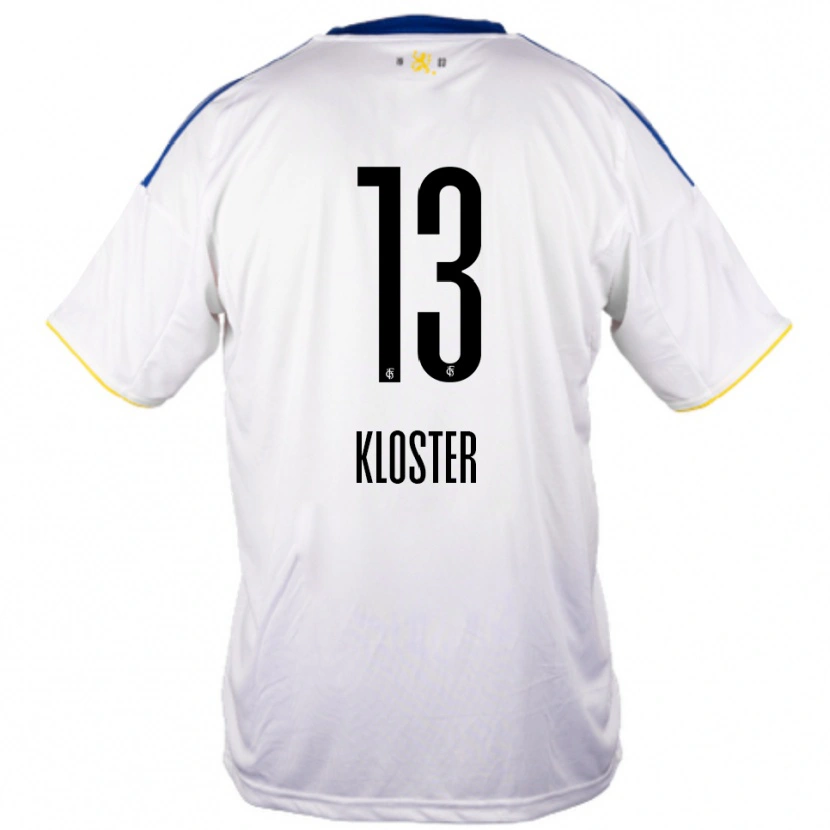 Danxen Kvinder Tim Kloster #13 Hvid Blå Gul Udebane Spillertrøjer 2025/26 Trøje T-Shirt