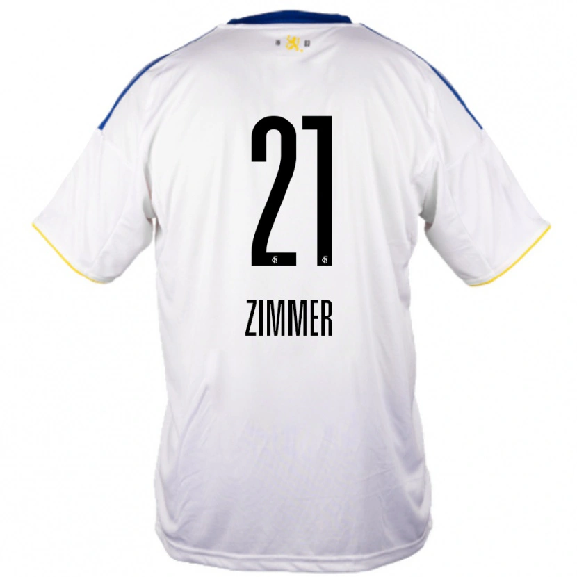 Danxen Kvinder Marvin Zimmer #21 Hvid Blå Gul Udebane Spillertrøjer 2025/26 Trøje T-Shirt