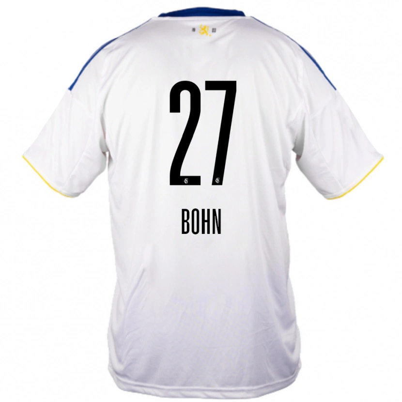 Danxen Kvinder Sebastian Bohn #27 Hvid Blå Gul Udebane Spillertrøjer 2025/26 Trøje T-Shirt
