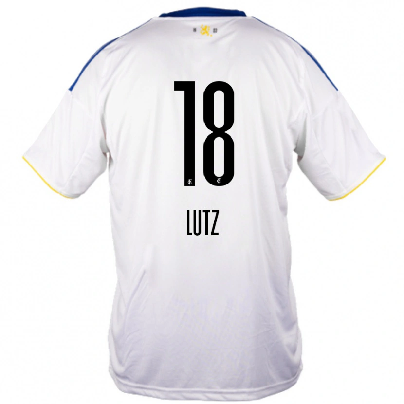 Danxen Kvinder Moritz Lutz #18 Hvid Blå Gul Udebane Spillertrøjer 2025/26 Trøje T-Shirt