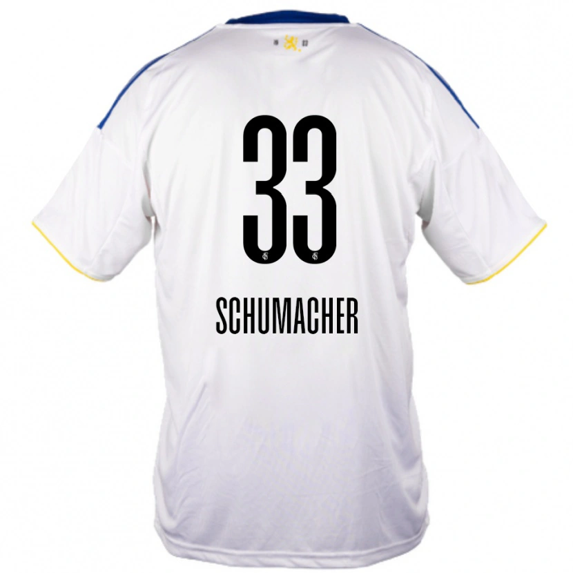 Danxen Kvinder Till Schumacher #33 Hvid Blå Gul Udebane Spillertrøjer 2025/26 Trøje T-Shirt