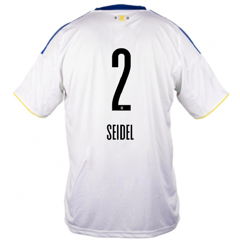 Danxen Kvinder Jonas Seidel #2 Hvid Blå Gul Udebane Spillertrøjer 2025/26 Trøje T-Shirt