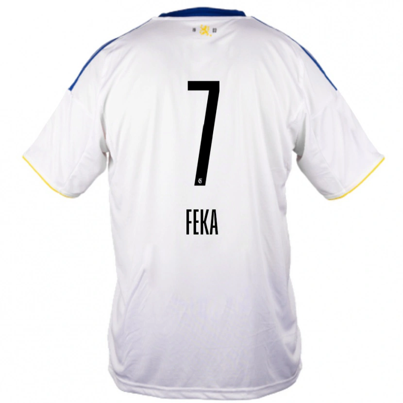 Danxen Kvinder Lukas Feka #7 Hvid Blå Gul Udebane Spillertrøjer 2025/26 Trøje T-Shirt