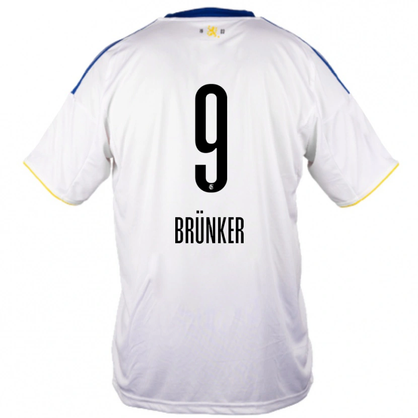 Danxen Kvinder Kai Brünker #9 Hvid Blå Gul Udebane Spillertrøjer 2025/26 Trøje T-Shirt