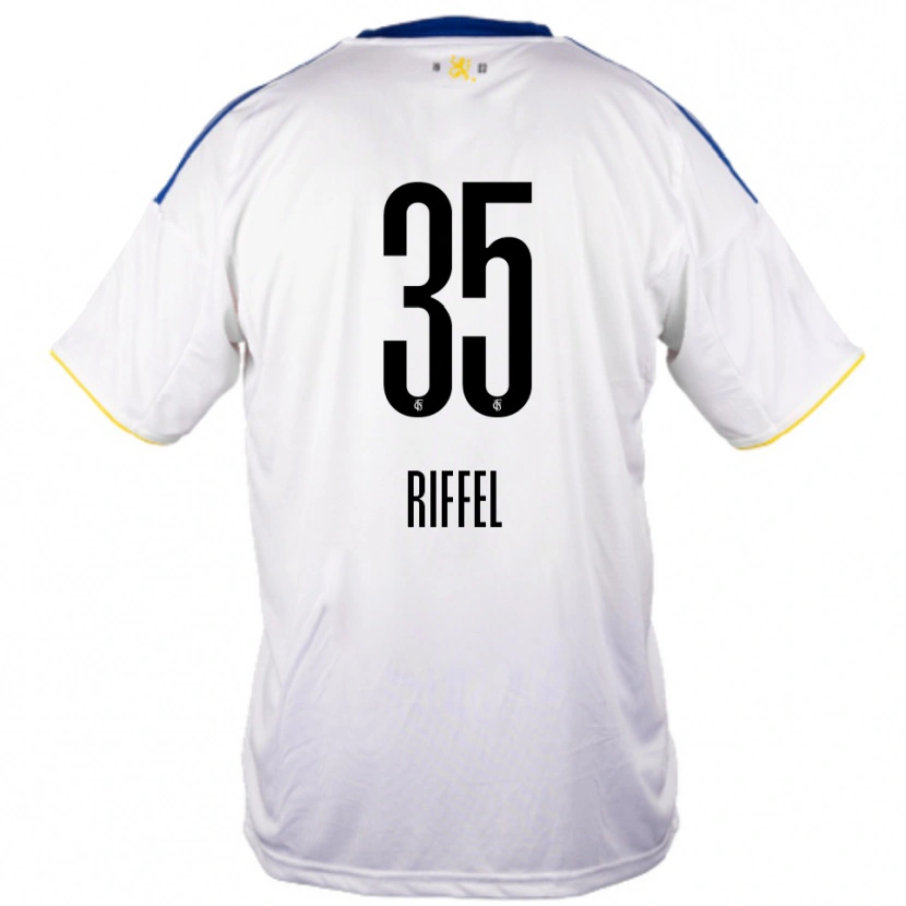 Danxen Kvinder Kim Riffel #35 Hvid Blå Gul Udebane Spillertrøjer 2025/26 Trøje T-Shirt
