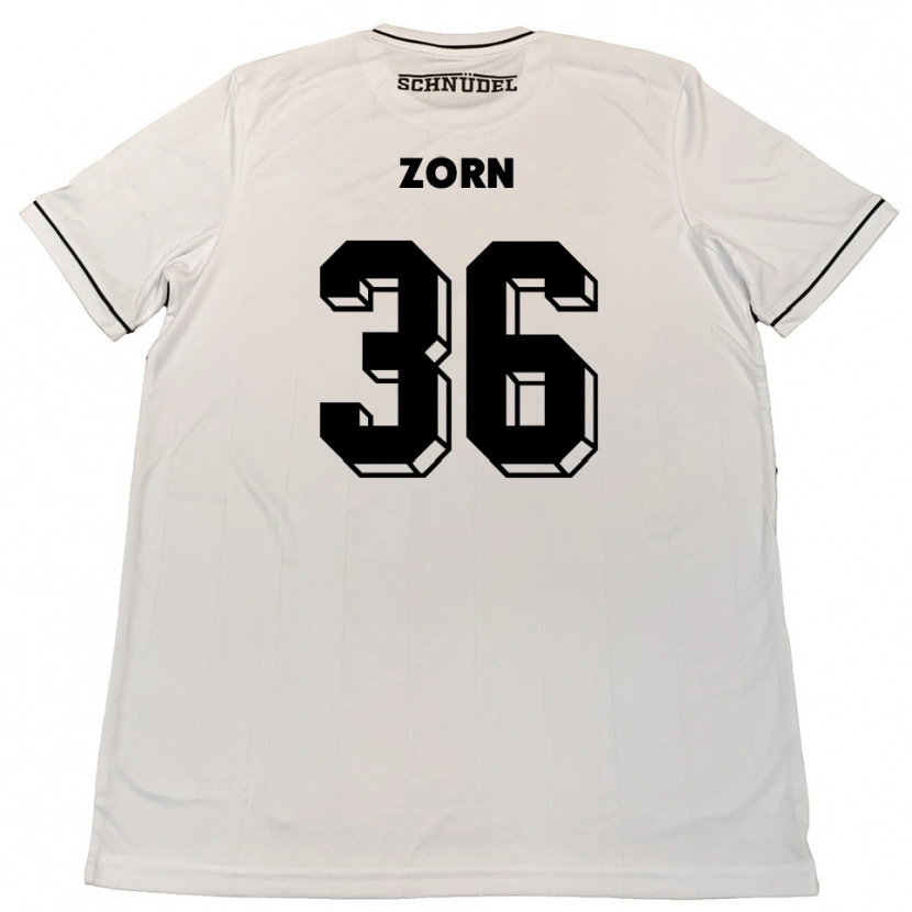 Danxen Kvinder Emil Zorn #36 Hvid Sort Udebane Spillertrøjer 2025/26 Trøje T-Shirt