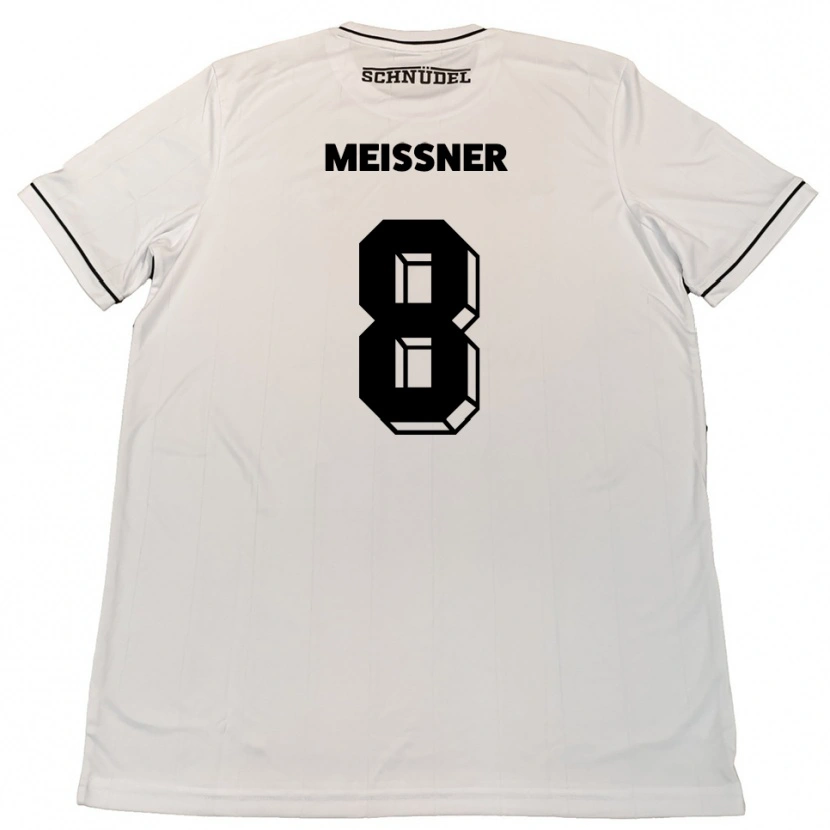 Danxen Kvinder Thomas Meißner #8 Hvid Sort Udebane Spillertrøjer 2025/26 Trøje T-Shirt