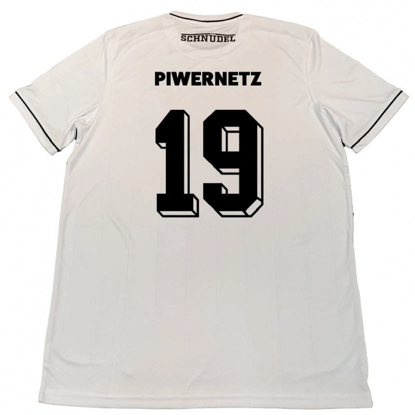 Danxen Kvinder Nils Piwernetz #19 Hvid Sort Udebane Spillertrøjer 2025/26 Trøje T-Shirt