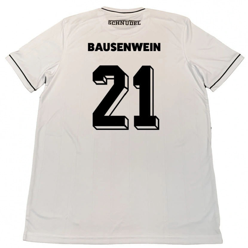 Danxen Kvinder Lauris Bausenwein #21 Hvid Sort Udebane Spillertrøjer 2025/26 Trøje T-Shirt