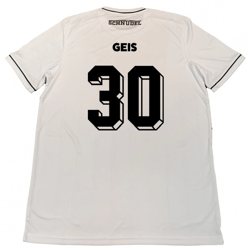Danxen Kvinder Johannes Geis #30 Hvid Sort Udebane Spillertrøjer 2025/26 Trøje T-Shirt