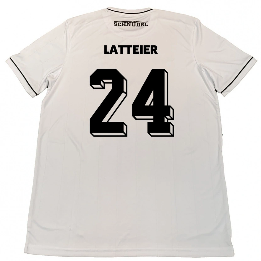 Danxen Kvinder Tim Latteier #24 Hvid Sort Udebane Spillertrøjer 2025/26 Trøje T-Shirt