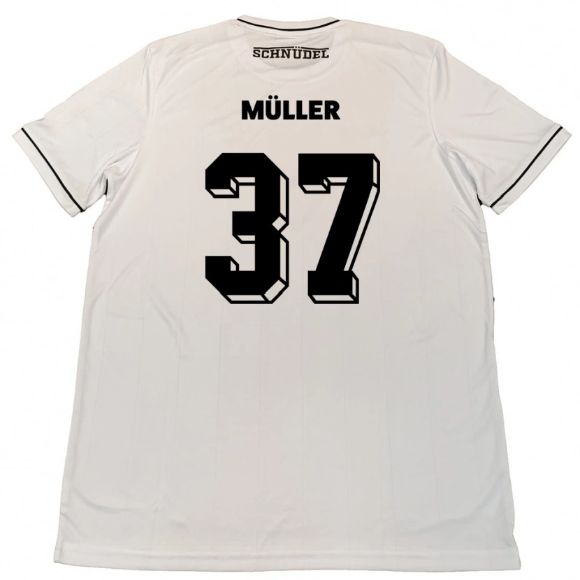 Danxen Kvinder Sebastian Müller #37 Hvid Sort Udebane Spillertrøjer 2025/26 Trøje T-Shirt