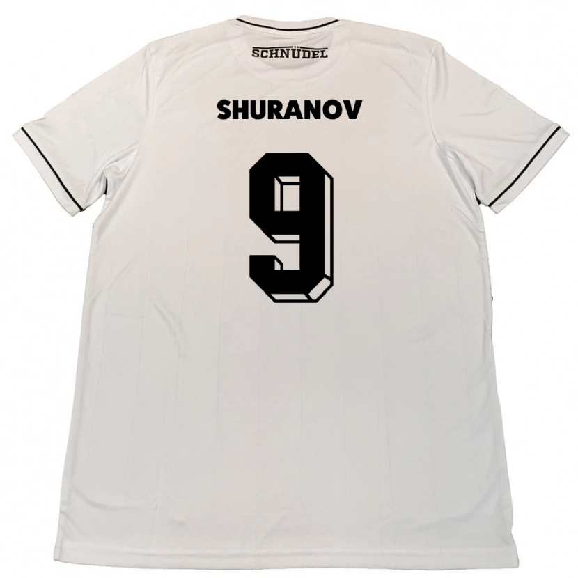 Danxen Kvinder Erik Shuranov #9 Hvid Sort Udebane Spillertrøjer 2025/26 Trøje T-Shirt