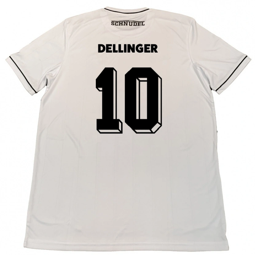 Danxen Kvinder Michael Dellinger #10 Hvid Sort Udebane Spillertrøjer 2025/26 Trøje T-Shirt