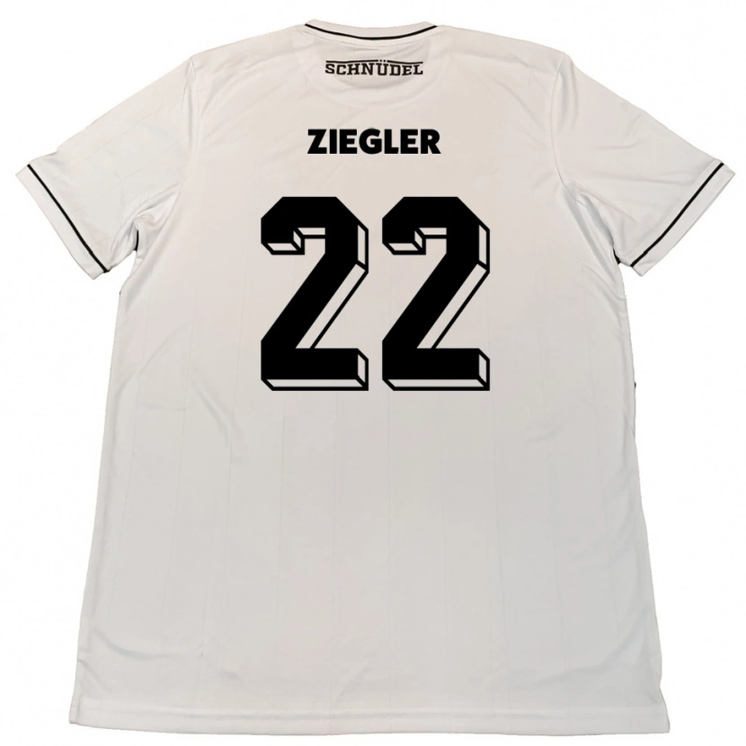 Danxen Kvinder Kevin Ziegler #22 Hvid Sort Udebane Spillertrøjer 2025/26 Trøje T-Shirt