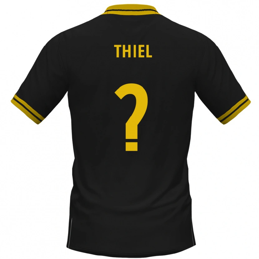 Danxen Kvinder David Thiel #0 Sort Gul Udebane Spillertrøjer 2025/26 Trøje T-Shirt