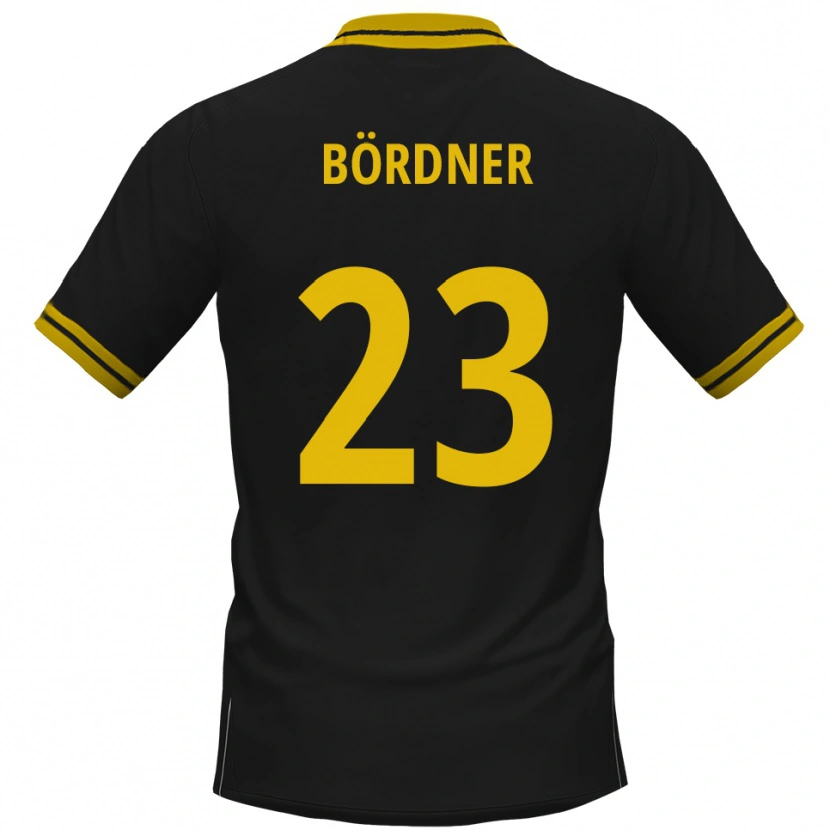 Danxen Kvinder Elias Bördner #23 Sort Gul Udebane Spillertrøjer 2025/26 Trøje T-Shirt