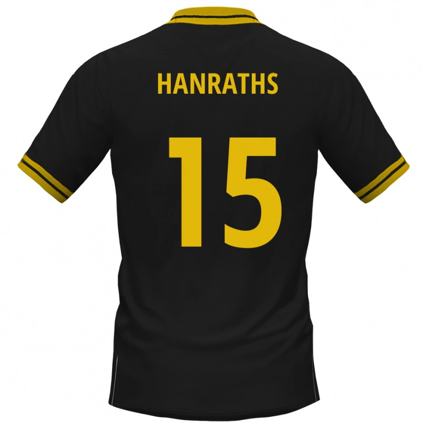 Danxen Kvinder Mika Hanraths #15 Sort Gul Udebane Spillertrøjer 2025/26 Trøje T-Shirt