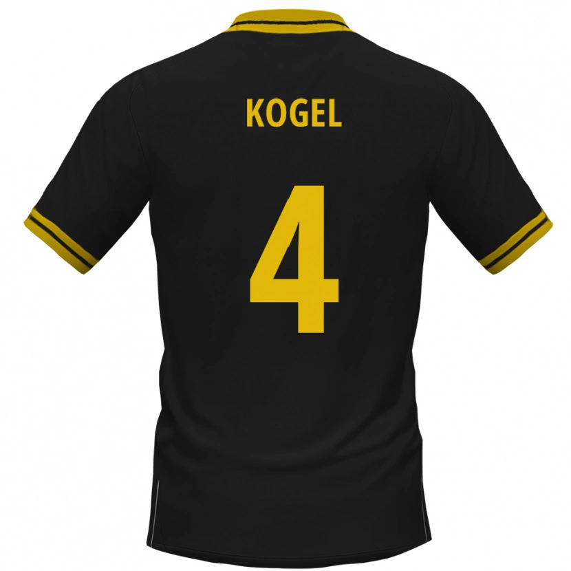 Danxen Kvinder Tobias Kogel #4 Sort Gul Udebane Spillertrøjer 2025/26 Trøje T-Shirt