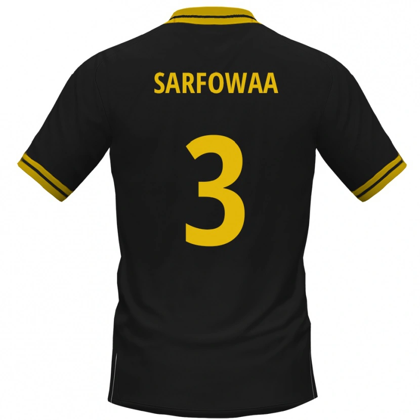 Danxen Kvinder Christian Sarfowaa #3 Sort Gul Udebane Spillertrøjer 2025/26 Trøje T-Shirt