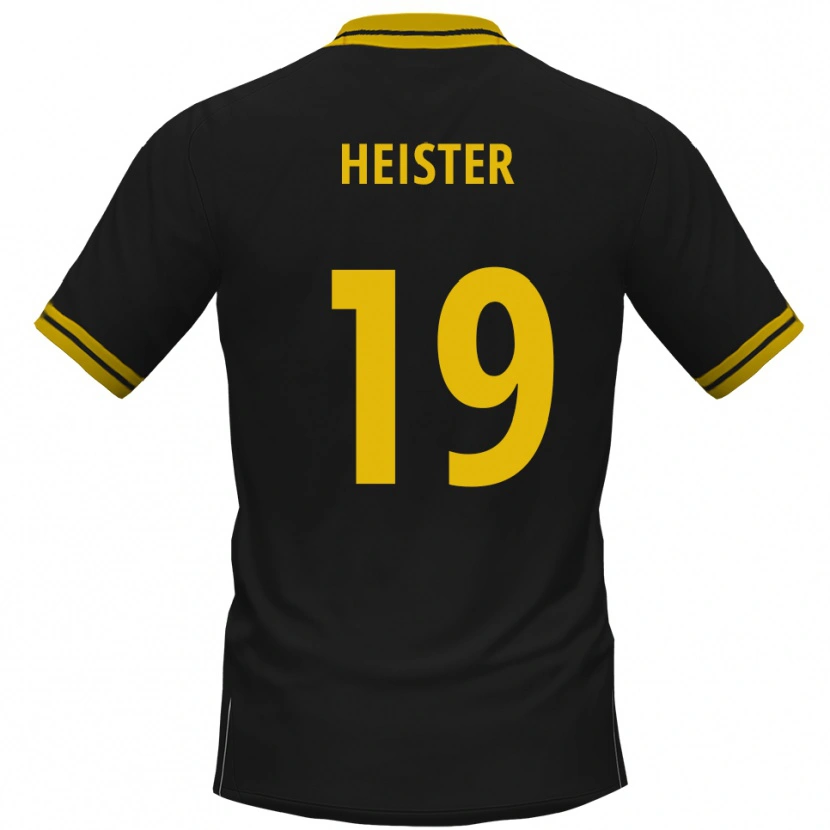 Danxen Kvinder Florian Heister #19 Sort Gul Udebane Spillertrøjer 2025/26 Trøje T-Shirt