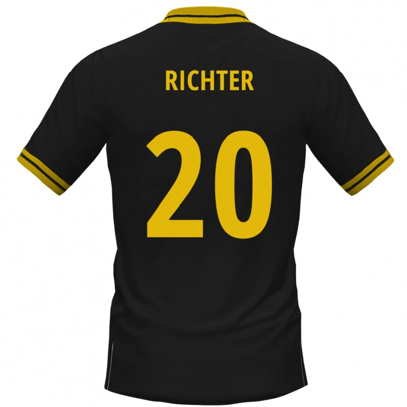 Danxen Kvinder Marc Richter #20 Sort Gul Udebane Spillertrøjer 2025/26 Trøje T-Shirt