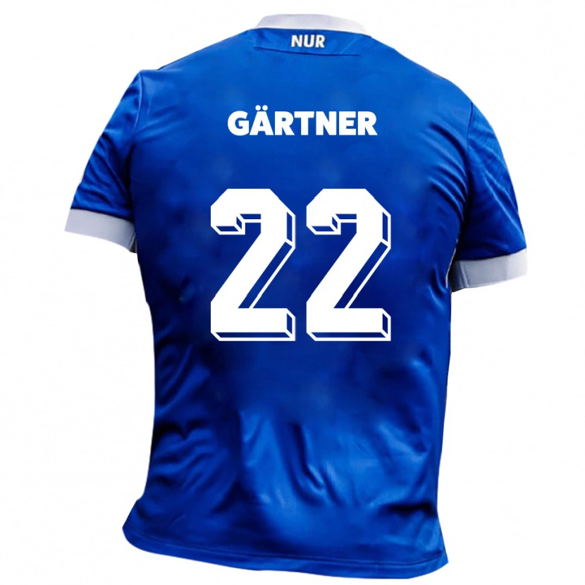 Danxen Kvinder Justin Gärtner #22 Blå Hvid Udebane Spillertrøjer 2025/26 Trøje T-Shirt