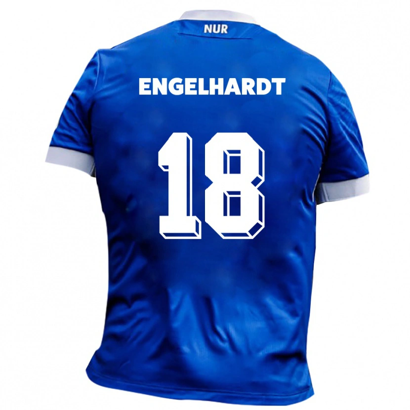 Danxen Kvinder Erik Engelhardt #18 Blå Hvid Udebane Spillertrøjer 2025/26 Trøje T-Shirt