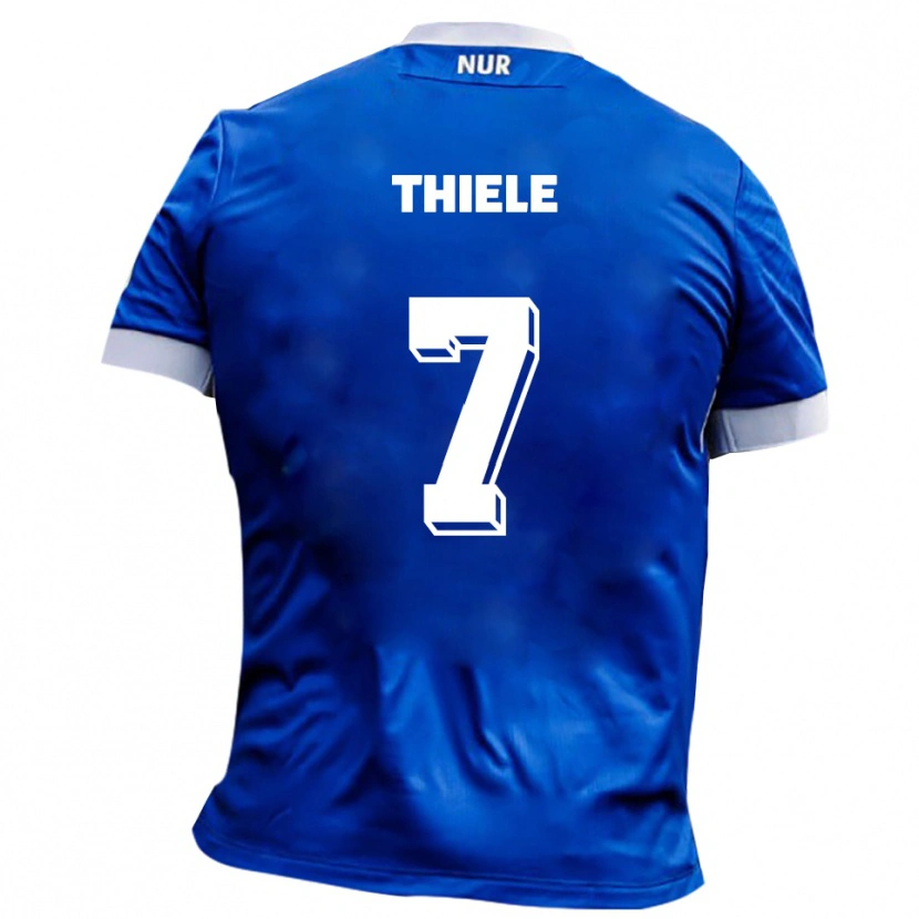 Danxen Kvinder Timmy Thiele #7 Blå Hvid Udebane Spillertrøjer 2025/26 Trøje T-Shirt